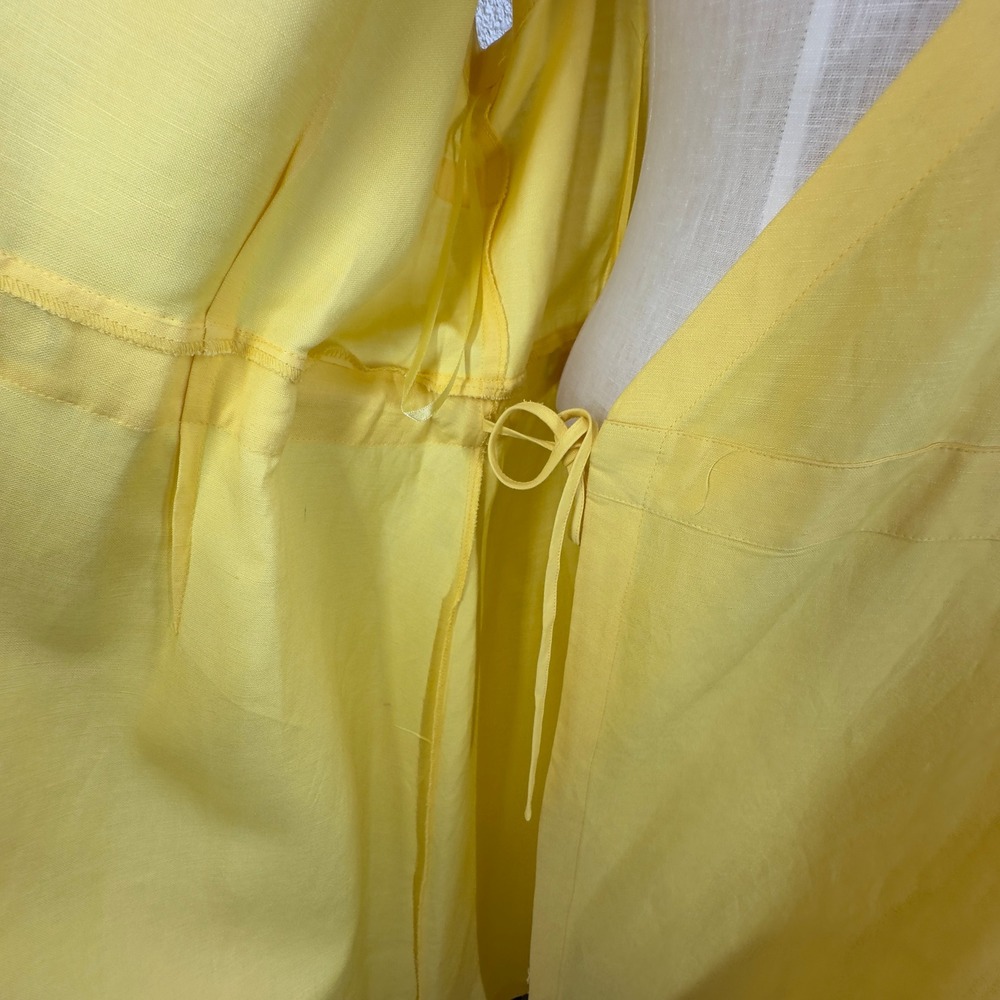 Ashley Stewart Womens Wrap Dress 22W Yellow Linen Blend Sleeveless Midi Sundress - Picture 11 of 16